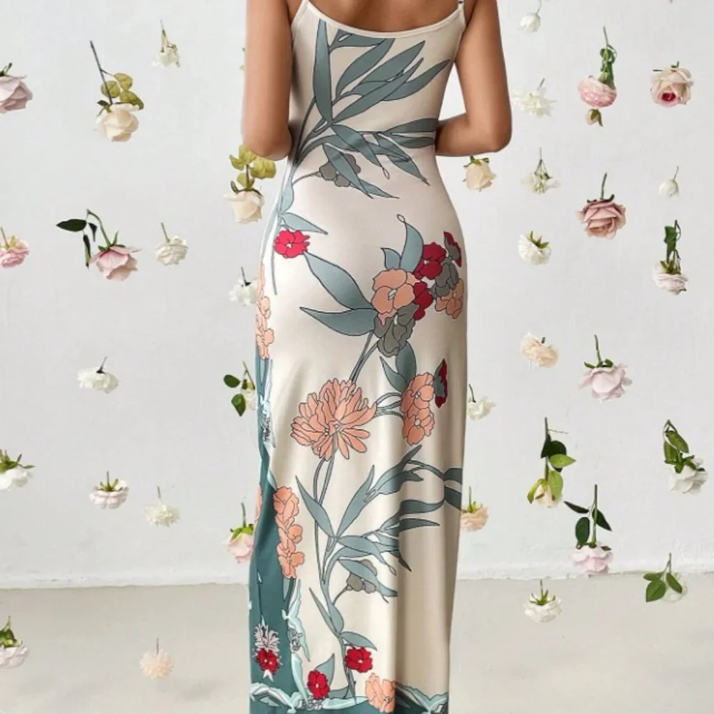 Boho Dress, Floral Print Cami Dress, Floral dress, long dress for women - Picture 2 of 4